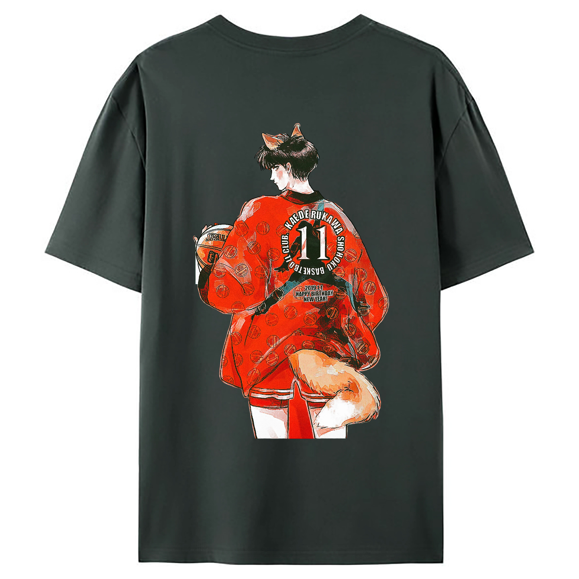 （画像用） SLAM DUNK／スラムダンク 綿100％ メンズ半袖Tシャツ（バックプリント） 通気性